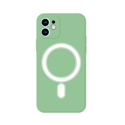 For iPhone 12 Silicone Full Coverage Shockproof Magsafe Case(Green) - iPhone 12 / 12 Pro Cases by buy2fix | Online Shopping UK | buy2fix