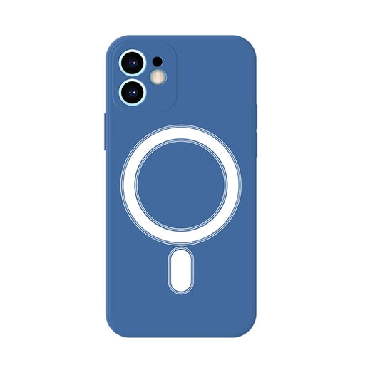 For iPhone 12 Silicone Full Coverage Shockproof Magsafe Case(Blue) - iPhone 12 / 12 Pro Cases by buy2fix | Online Shopping UK | buy2fix