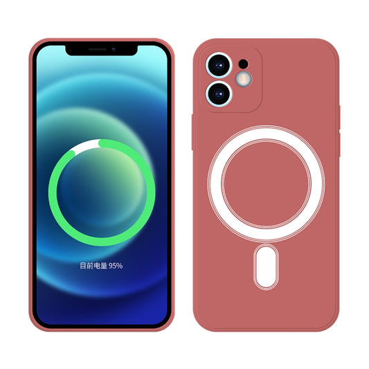 For iPhone 12 Pro Silicone Full Coverage Shockproof Magsafe Case(Scarlet Red) - iPhone 12 / 12 Pro Cases by buy2fix | Online Shopping UK | buy2fix