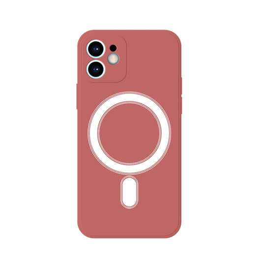 For iPhone 12 Pro Max Silicone Full Coverage Shockproof Magsafe Case(Scarlet Red) - iPhone 12 Pro Max Cases by buy2fix | Online Shopping UK | buy2fix
