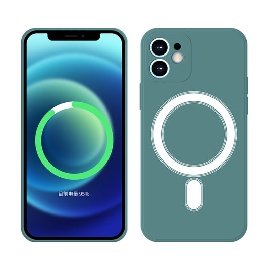For iPhone 12 Pro Max Silicone Full Coverage Shockproof Magsafe Case(Deep Green) - iPhone 12 Pro Max Cases by buy2fix | Online Shopping UK | buy2fix
