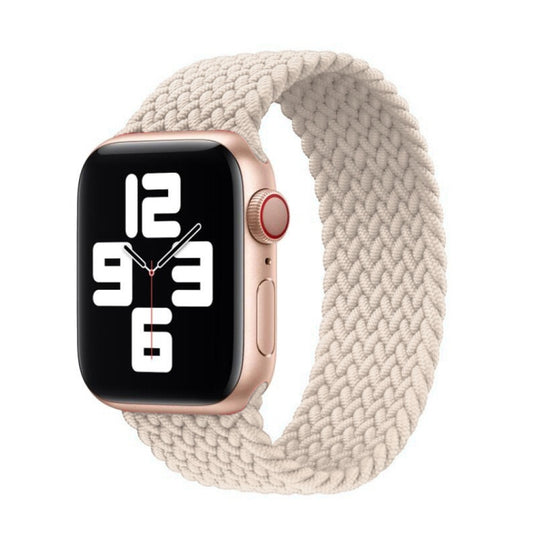 Nylon Single-turn Braided Watch Band For Apple Watch Series 9&8&7 41mm / SE 3&SE 2&6&SE&5&4 40mm / 3&2&1 38mm, Length:S 130mm (Starlight) - Watch Bands by buy2fix | Online Shopping UK | buy2fix