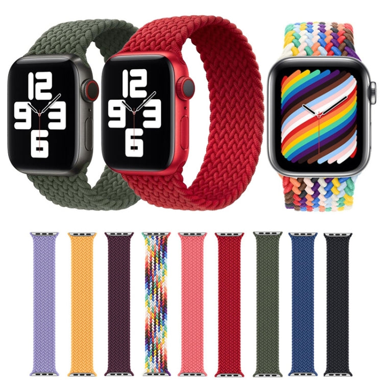 Nylon Single-turn Braided Watch Band For Apple Watch Series 9&8&7 41mm / SE 3&SE 2&6&SE&5&4 40mm / 3&2&1 38mm, Length:S 130mm(Crimson Cherry) - Watch Bands by buy2fix | Online Shopping UK | buy2fix