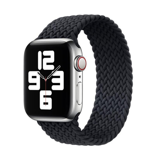 Nylon Single-turn Braided Watch Band For Apple Watch Series 9&8&7 41mm / SE 3&SE 2&6&SE&5&4 40mm / 3&2&1 38mm(Black) - Watch Bands by buy2fix | Online Shopping UK | buy2fix