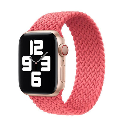 Nylon Single-turn Braided Watch Band For Apple Watch Series 7 41mm / 6 & SE & 5 & 4 40mm / 3 & 2 & 1 38mm, Length:L 155mm(Pink) by buy2fix