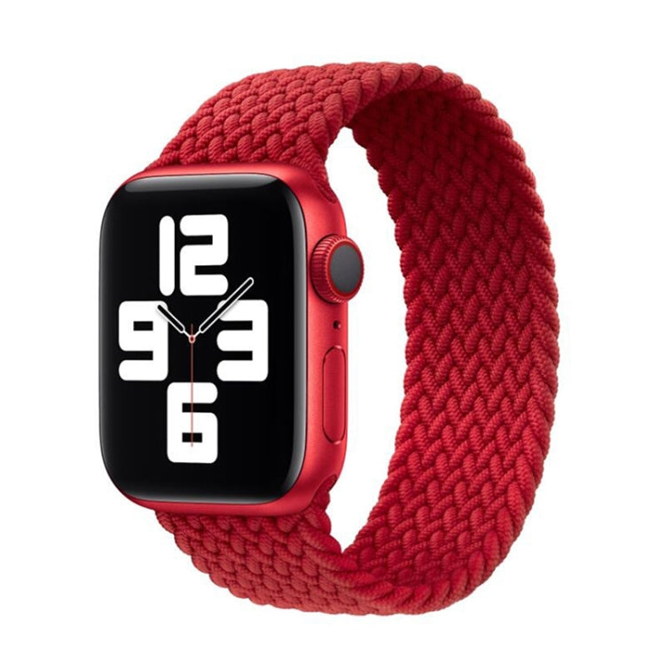 Nylon Single-turn Braided Watch Band For Apple Watch Ultra 49mm&Watch Ultra 2 49mm / Series 9&8&7 45mm / SE 3&SE 2&6&SE&5&4 44mm / 3&2&1 42mm, Length:S 138mm(Red) by buy2fix