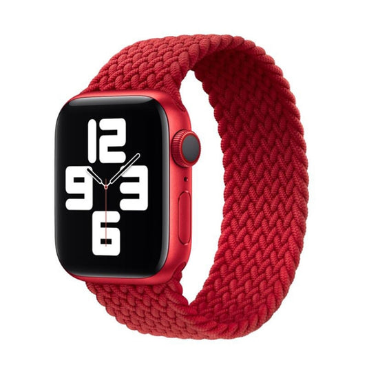 Nylon Single-turn Braided Watch Band For Apple Watch Ultra 49mm&Watch Ultra 2 49mm / Series 9&8&7 45mm / SE 3&SE 2&6&SE&5&4 44mm / 3&2&1 42mm, Length:S 138mm(Red) by buy2fix