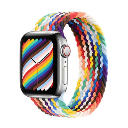 Nylon Single-turn Braided Watch Band For Apple Watch Ultra 49mm&Watch Ultra 2 49mm / Series 9&8&7 45mm / SE 3&SE 2&6&SE&5&4 44mm / 3&2&1 42mm, Length:S 138mm(Rainbow Color) by buy2fix