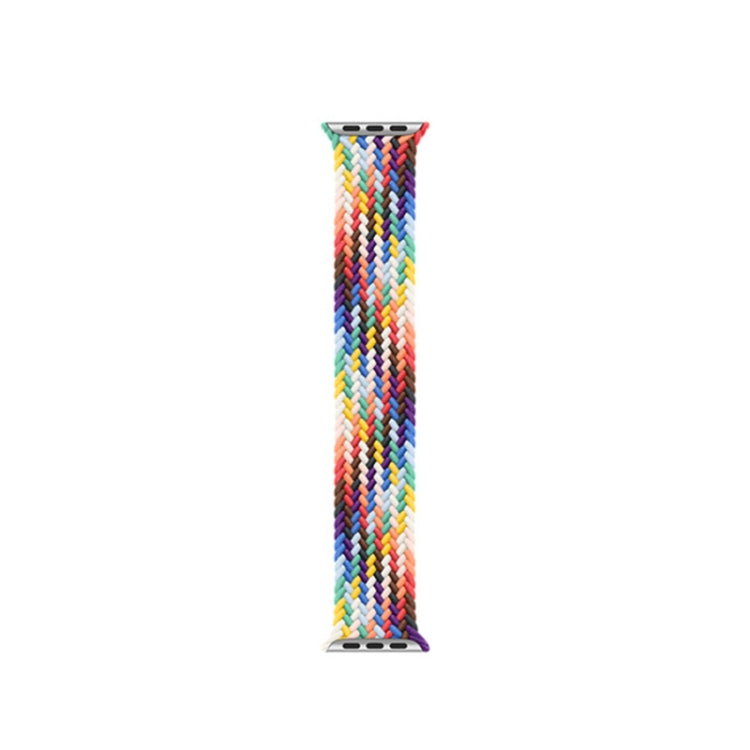 Nylon Single-turn Braided Watch Band For Apple Watch Ultra 49mm&Watch Ultra 2 49mm / Series 9&8&7 45mm / SE 3&SE 2&6&SE&5&4 44mm / 3&2&1 42mm, Length:M 155mm(Rainbow Color) by buy2fix