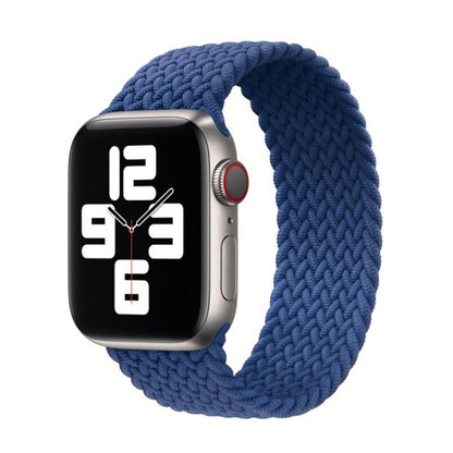 Nylon Single-turn Braided Watch Band For Apple Watch Series 7 45mm / 6 & SE & 5 & 4 44mm / 3 & 2 & 1 42mm, Length:L 170mm(Blue) by buy2fix