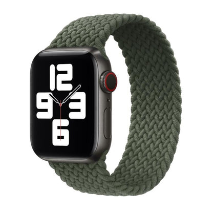 Nylon Single-turn Braided Watch Band For Apple Watch Series 7 45mm / 6 & SE & 5 & 4 44mm / 3 & 2 & 1 42mm, Length:L 170mm(Olive Green) by buy2fix