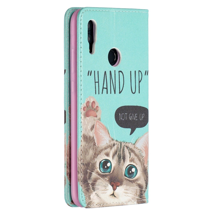 For Huawei P smart 2019 Colored Drawing Pattern Invisible Magnetic Horizontal Flip PU Leather Case with Holder & Card Slots & Wallet(Cat) - Huawei Cases by buy2fix | Online Shopping UK | buy2fix