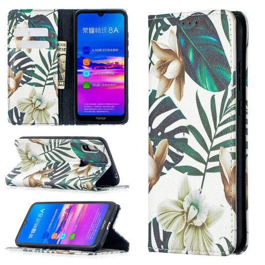 For Huawei Y6 (2019) Colored Drawing Pattern Invisible Magnetic Horizontal Flip PU Leather Case with Holder & Card Slots & Wallet(Red Leaves) - Huawei Cases by buy2fix | Online Shopping UK | buy2fix