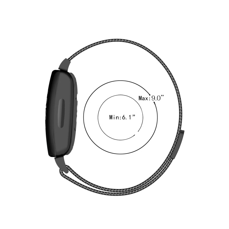 For Fitbit Inspire 2 Milanese  Watch Band, Size:L(Black) - Watch Bands by buy2fix | Online Shopping UK | buy2fix