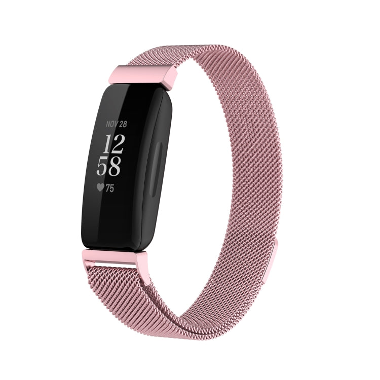 For Fitbit Inspire 2 Milanese  Watch Band, Size:L(Rose Pink) - Watch Bands by buy2fix | Online Shopping UK | buy2fix