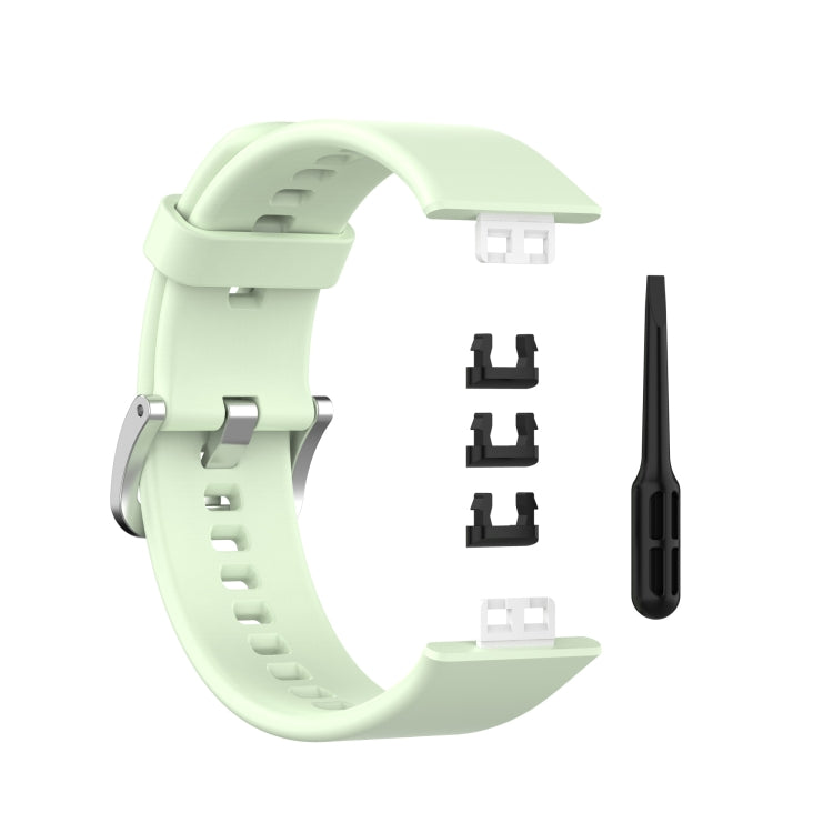 For Huawei Watch Fit Silicone Watch Band with Stainless Steel Buckle(Green) by buy2fix