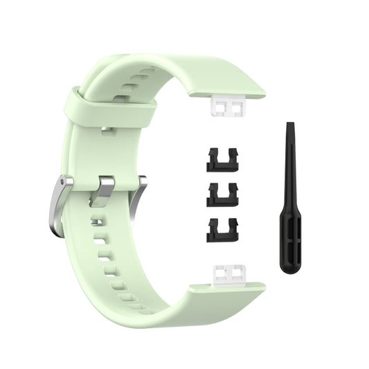 For Huawei Watch Fit Silicone Watch Band with Stainless Steel Buckle(Green) by buy2fix
