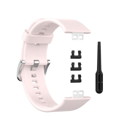For Huawei Watch Fit Silicone Watch Band with Stainless Steel Buckle(Pink) by buy2fix