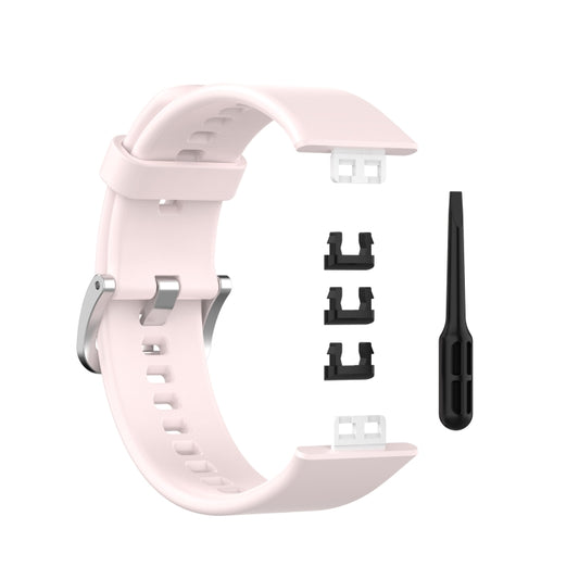 For Huawei Watch Fit Silicone Watch Band with Stainless Steel Buckle(Pink) by buy2fix
