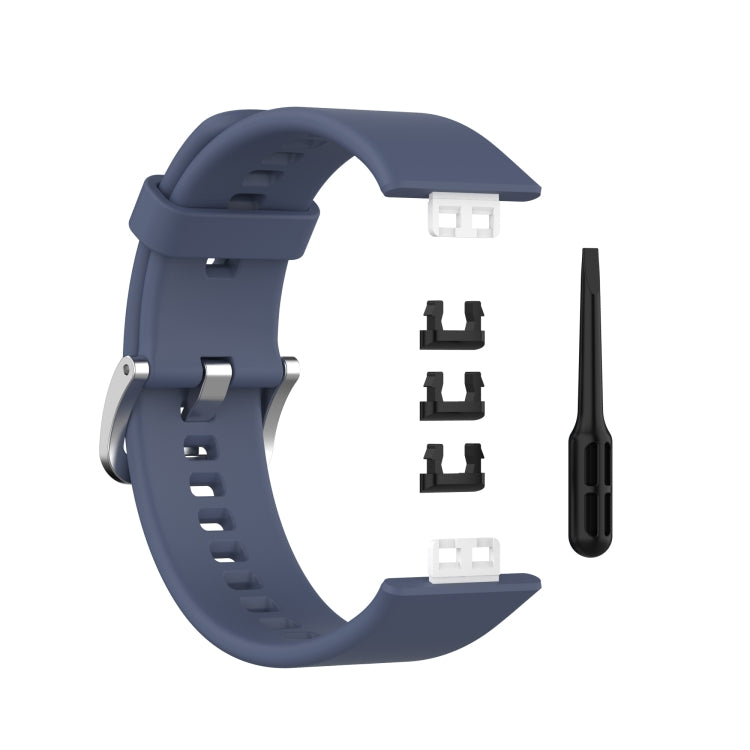 For Huawei Watch Fit Silicone Watch Band with Stainless Steel Buckle(Blue Grey) by buy2fix