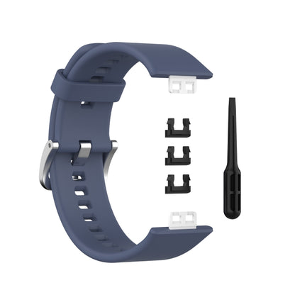 For Huawei Watch Fit Silicone Watch Band with Stainless Steel Buckle(Blue Grey) by buy2fix