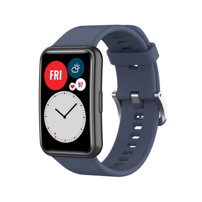 For Huawei Watch Fit Silicone Watch Band with Stainless Steel Buckle(Blue Grey) by buy2fix