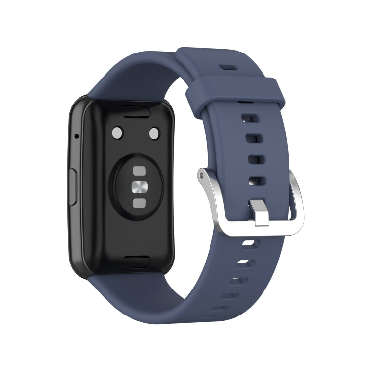For Huawei Watch Fit Silicone Watch Band with Stainless Steel Buckle(Blue Grey) by buy2fix
