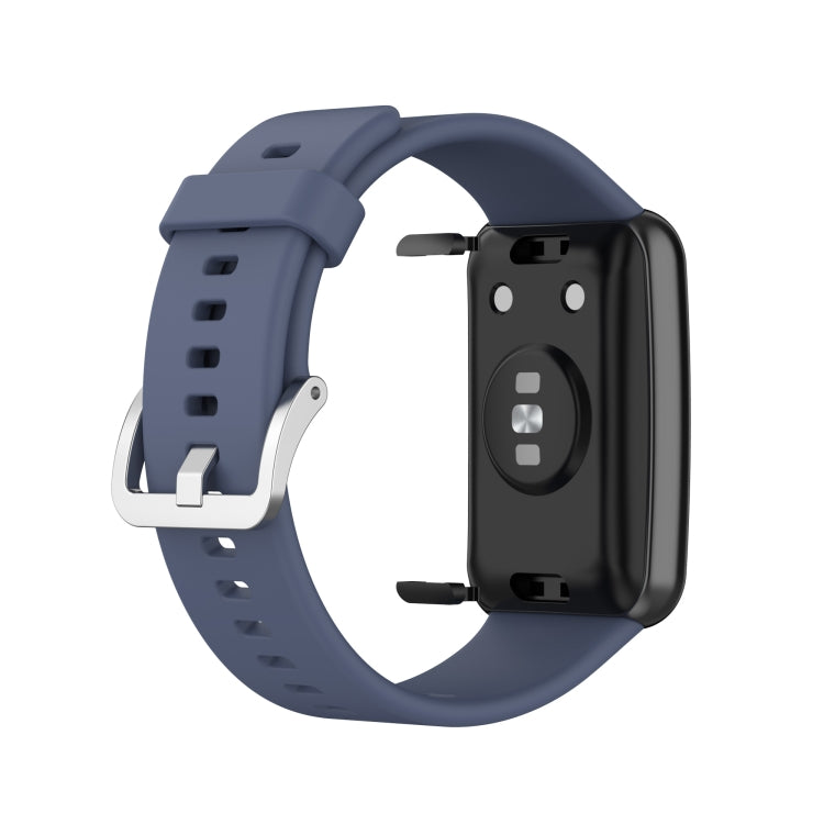 For Huawei Watch Fit Silicone Watch Band with Stainless Steel Buckle(Blue Grey) by buy2fix