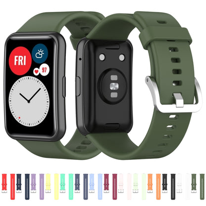 For Huawei Watch Fit Silicone Watch Band with Stainless Steel Buckle(Red) by buy2fix