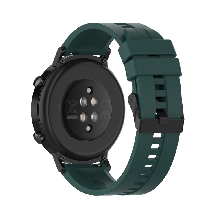For Huawei Watch GT 2 42mm Silicone Watch Band with Black Buckle(Dark Green) by buy2fix