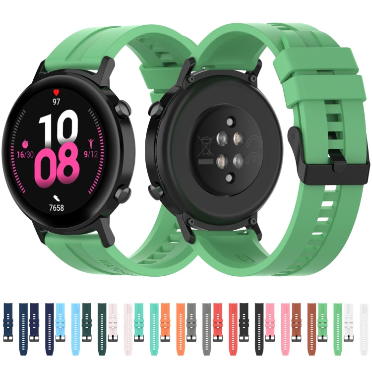 For Huawei Watch GT 2 42mm Silicone Watch Band with Black Buckle(Dark Green) by buy2fix