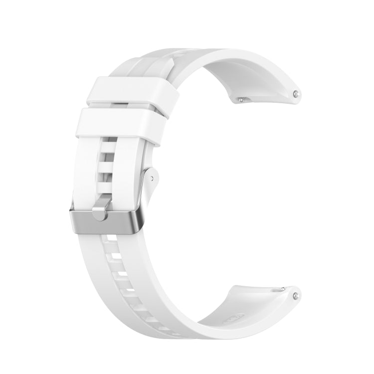 For Huawei Watch GT 2 42mm Silicone Watch Band with Silver Buckle(White) by buy2fix