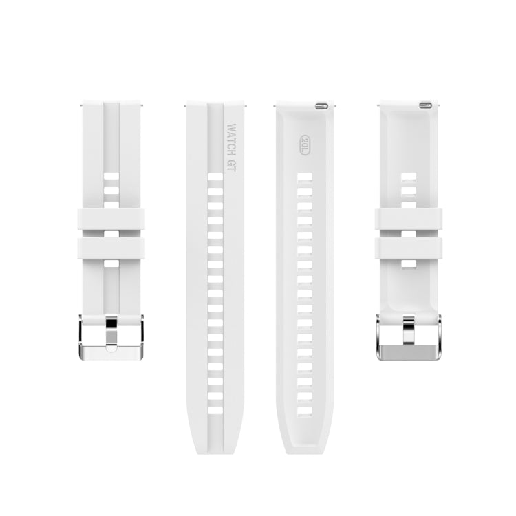 For Huawei Watch GT 2 42mm Silicone Watch Band with Silver Buckle(White) by buy2fix
