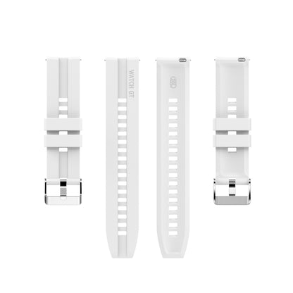 For Huawei Watch GT 2 42mm Silicone Watch Band with Silver Buckle(White) by buy2fix