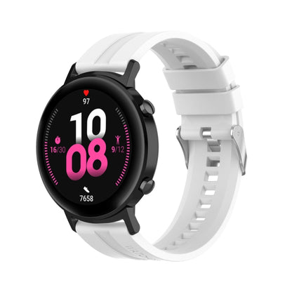 For Huawei Watch GT 2 42mm Silicone Watch Band with Silver Buckle(White) by buy2fix