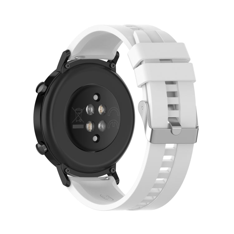 For Huawei Watch GT 2 42mm Silicone Watch Band with Silver Buckle(White) by buy2fix
