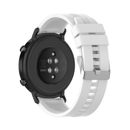 For Huawei Watch GT 2 42mm Silicone Watch Band with Silver Buckle(White) by buy2fix