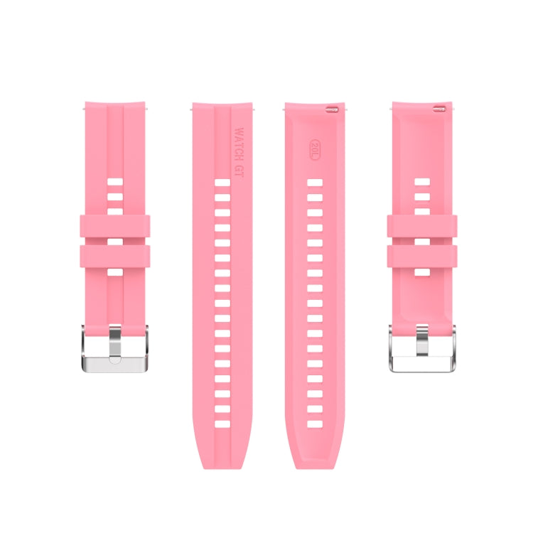 For Huawei Watch GT 2 42mm Silicone Watch Band with Silver Buckle(Pink) by buy2fix