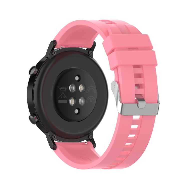 For Huawei Watch GT 2 42mm Silicone Watch Band with Silver Buckle(Pink) by buy2fix