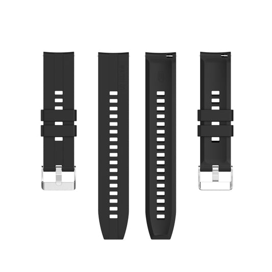 For Huawei Watch GT 2 42mm Silicone Watch Band with Silver Buckle(Black) by buy2fix