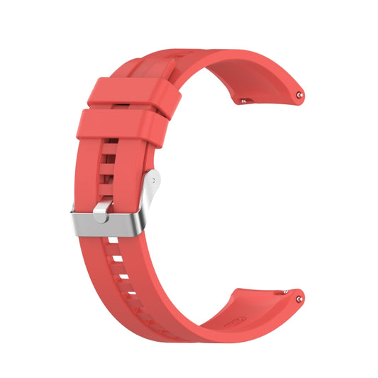 For Huawei Watch GT 2 42mm Silicone Watch Band with Silver Buckle(Red) by buy2fix
