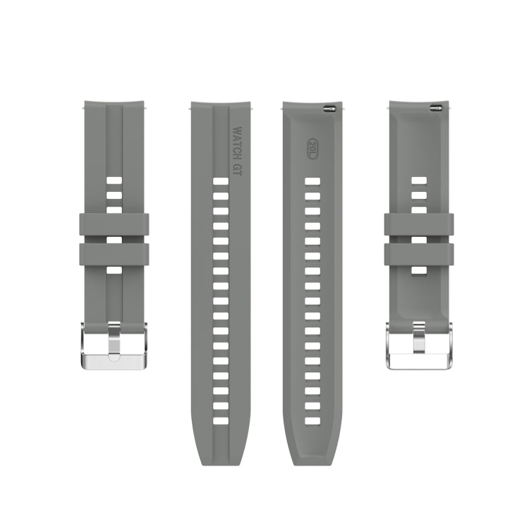 For Huawei Watch GT 2 42mm Silicone Watch Band with Silver Buckle(Grey) by buy2fix