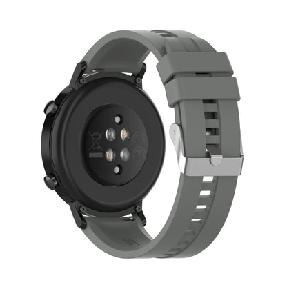 For Huawei Watch GT 2 42mm Silicone Watch Band with Silver Buckle(Grey) by buy2fix