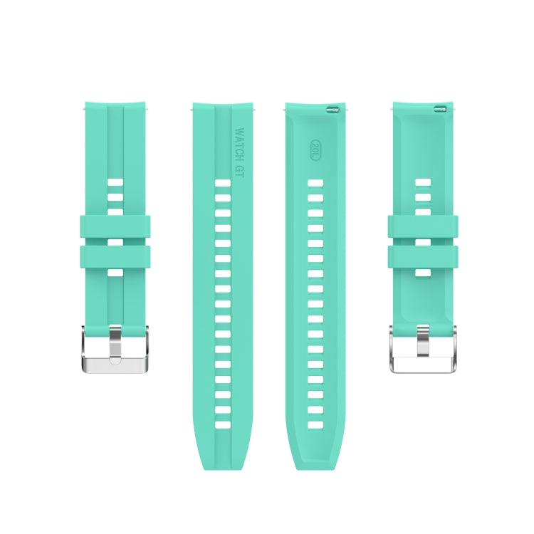 For Huawei Watch GT 2 42mm Silicone  Watch Band with Silver Buckle(Aurora Blue) - Watch Bands by buy2fix | Online Shopping UK | buy2fix