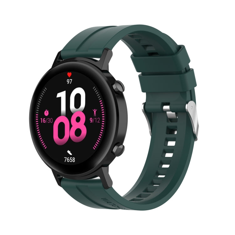 For Huawei Watch GT 2 42mm Silicone Watch Band with Silver Buckle(Dark Green) by buy2fix