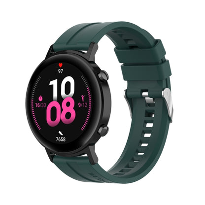 For Huawei Watch GT 2 42mm Silicone Watch Band with Silver Buckle(Dark Green) by buy2fix