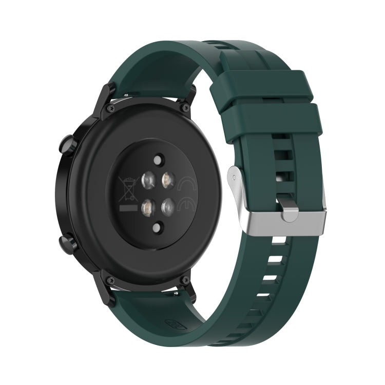 For Huawei Watch GT 2 42mm Silicone Watch Band with Silver Buckle(Dark Green) by buy2fix