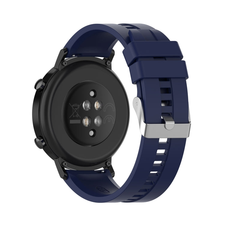 For Huawei Watch GT 2 42mm Silicone Watch Band with Silver Buckle(Midnight Blue) by buy2fix