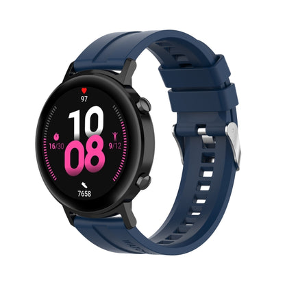 For Huawei Watch GT 2 42mm Silicone Watch Band with Silver Buckle(Dark Blue) by buy2fix