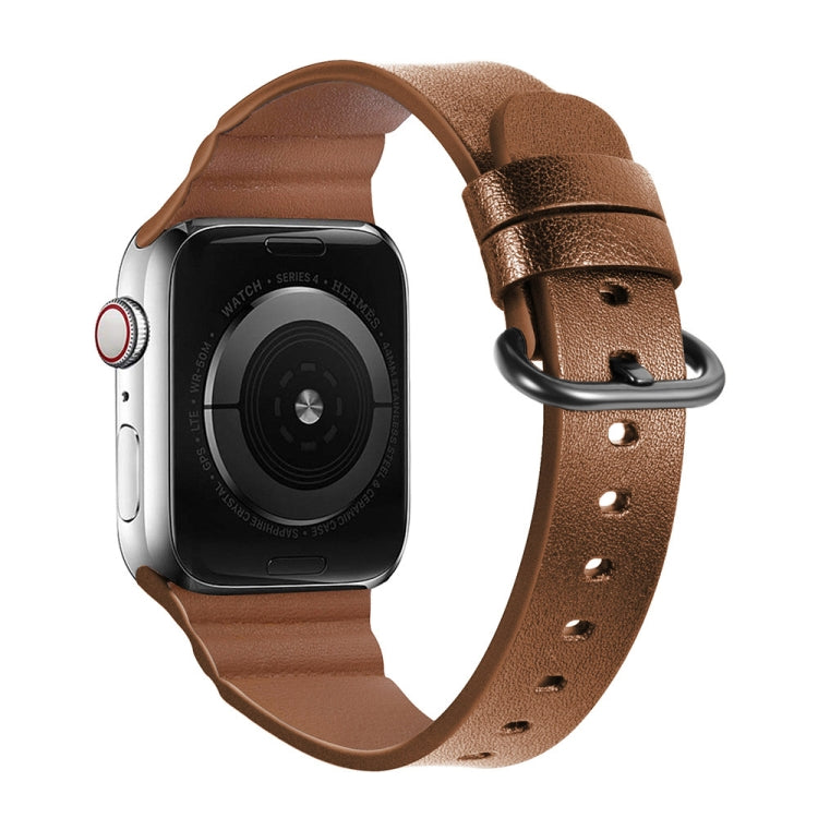 Genuine Leather Watch Bands For Apple Watch Series 7 45mm / 6 & SE & 5 & 4 44mm / 3 & 2 & 1 42mm(Brown) - Watch Bands by buy2fix | Online Shopping UK | buy2fix